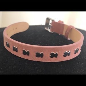 Tous silver and leather strap bracelet